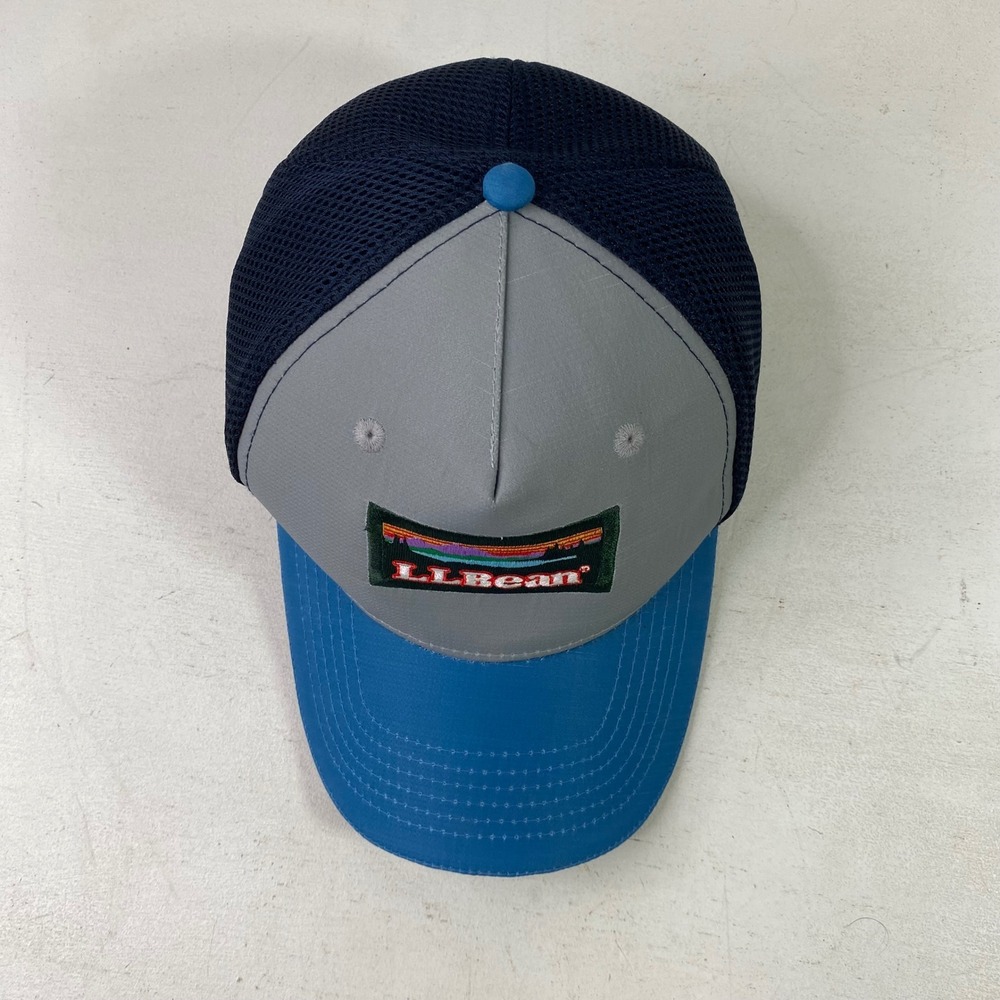 LL Bean Trucker Hat Mesh Snapback Grey Blue Mountain Patch Logo Cap OSFA 503594 - Picture 6 of 9